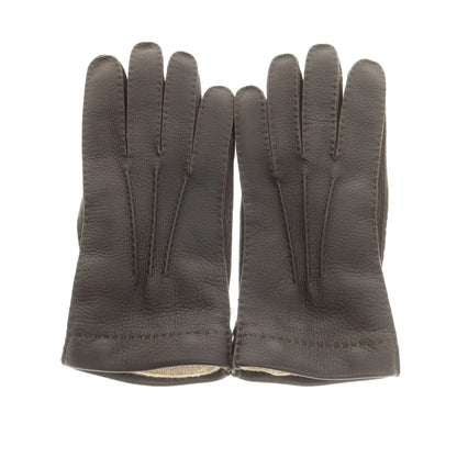 【新品】ラ テッラ LA TERRA レザー カシミヤライニング 手袋 グローブ ダークブラウン【 8 1/2 】【 状態ランクN 】【 メンズ 】