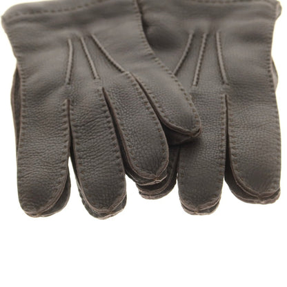 【新品】ラ テッラ LA TERRA レザー カシミヤライニング 手袋 グローブ ダークブラウン【 8 1/2 】【 状態ランクN 】【 メンズ 】