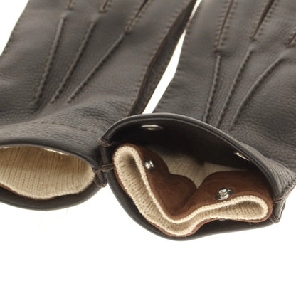 【新品】ラ テッラ LA TERRA レザー カシミヤライニング 手袋 グローブ ダークブラウン【 8 1/2 】【 状態ランクN 】【 メンズ 】