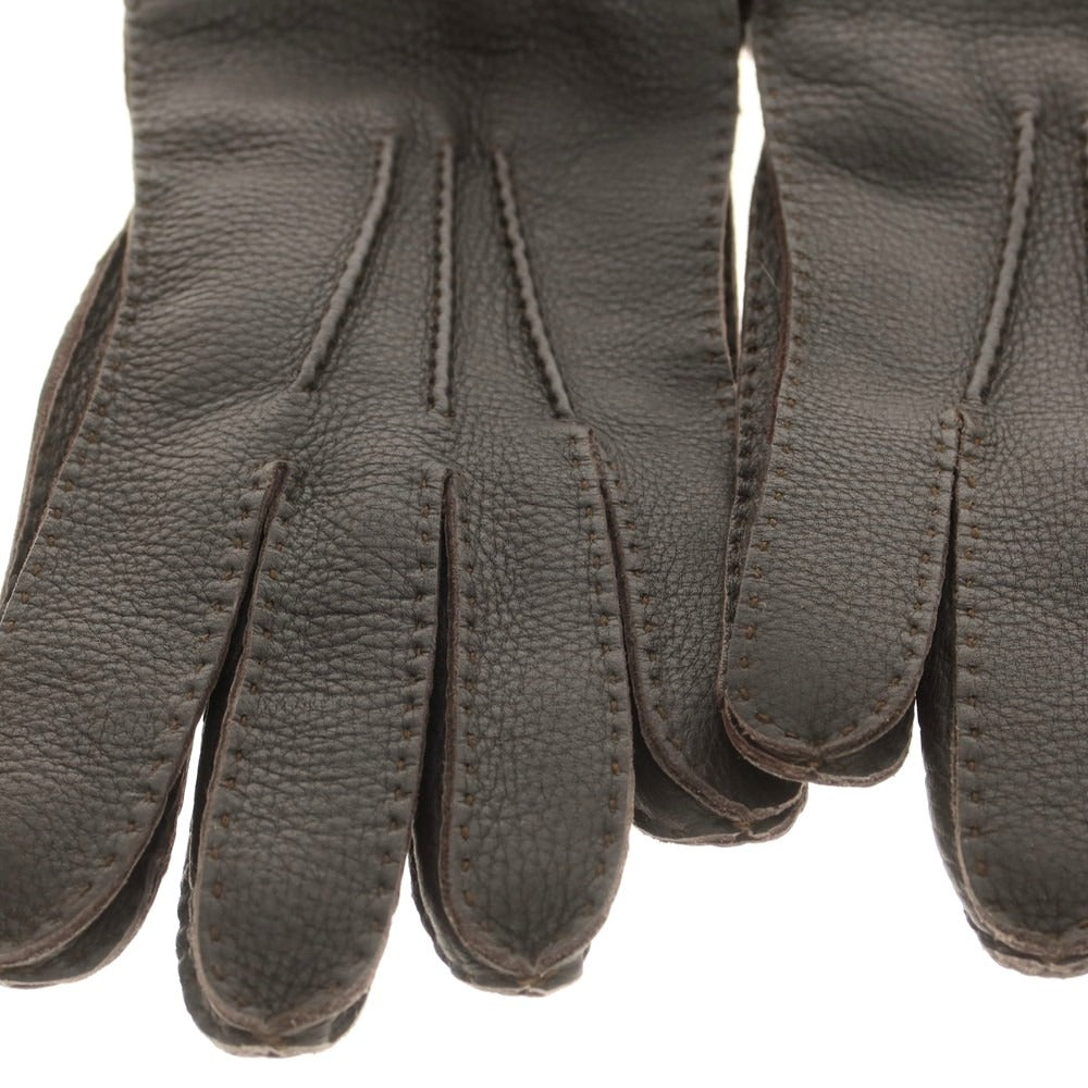 【新品】ラ テッラ LA TERRA レザー カシミヤライニング 手袋 グローブ ダークブラウン【 8 1/2 】【 状態ランクN 】【 メンズ 】