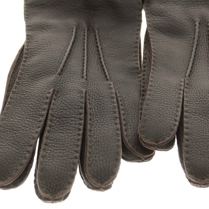 【新品】ラ テッラ LA TERRA レザー カシミヤライニング 手袋 グローブ ダークブラウン【 8 1/2 】【 状態ランクN 】【 メンズ 】