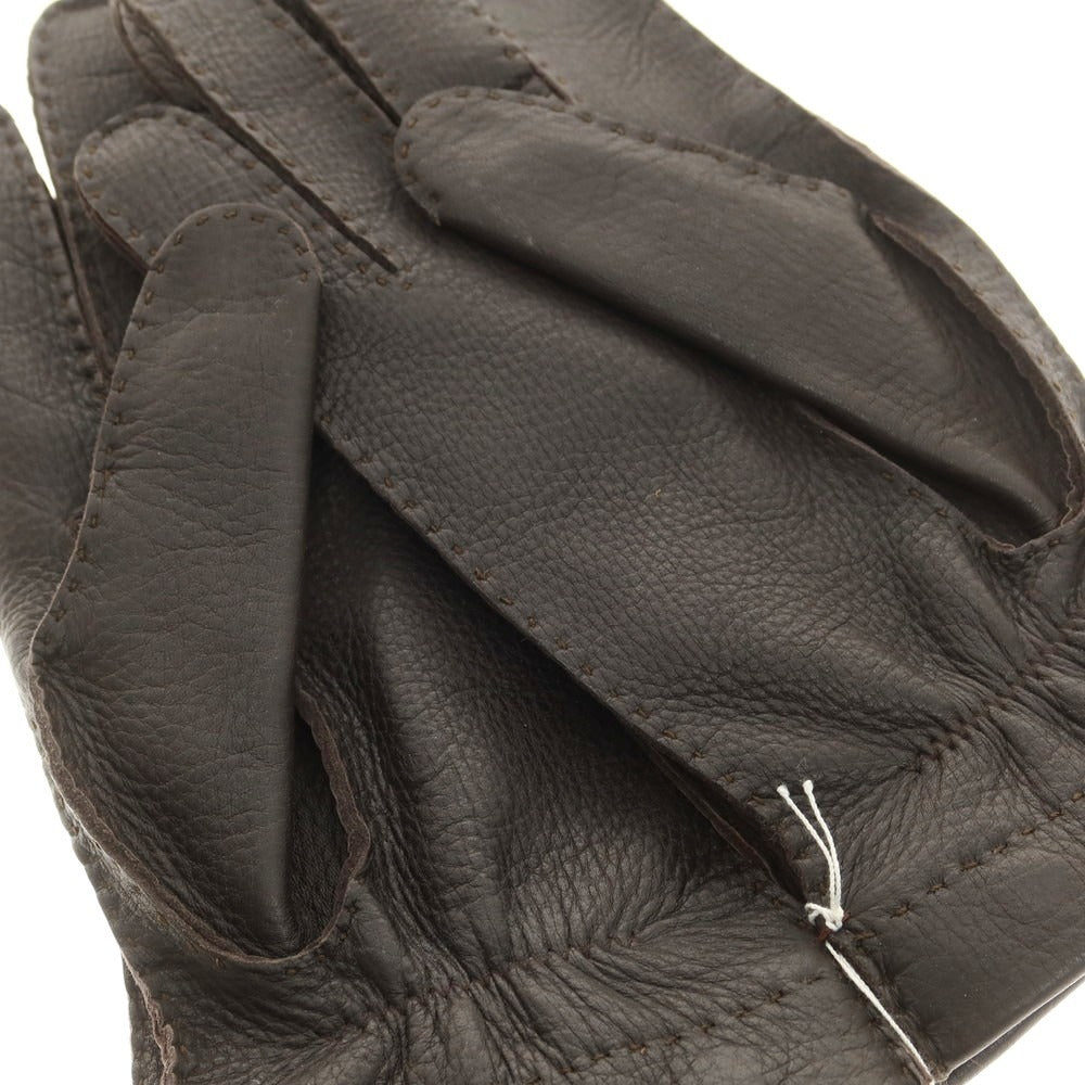 【新品】ラ テッラ LA TERRA レザー カシミヤライニング 手袋 グローブ ダークブラウン【 8 1/2 】【 状態ランクN 】【 メンズ 】