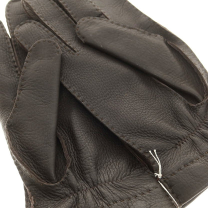 【新品】ラ テッラ LA TERRA レザー カシミヤライニング 手袋 グローブ ダークブラウン【 8 1/2 】【 状態ランクN 】【 メンズ 】