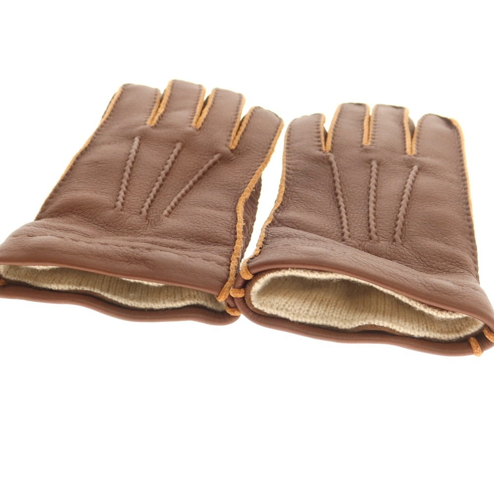 【新品】ラ テッラ LA TERRA レザー カシミヤライニング 手袋 グローブ ブラウン【 7 1/2 】【 状態ランクN 】【 メンズ 】
