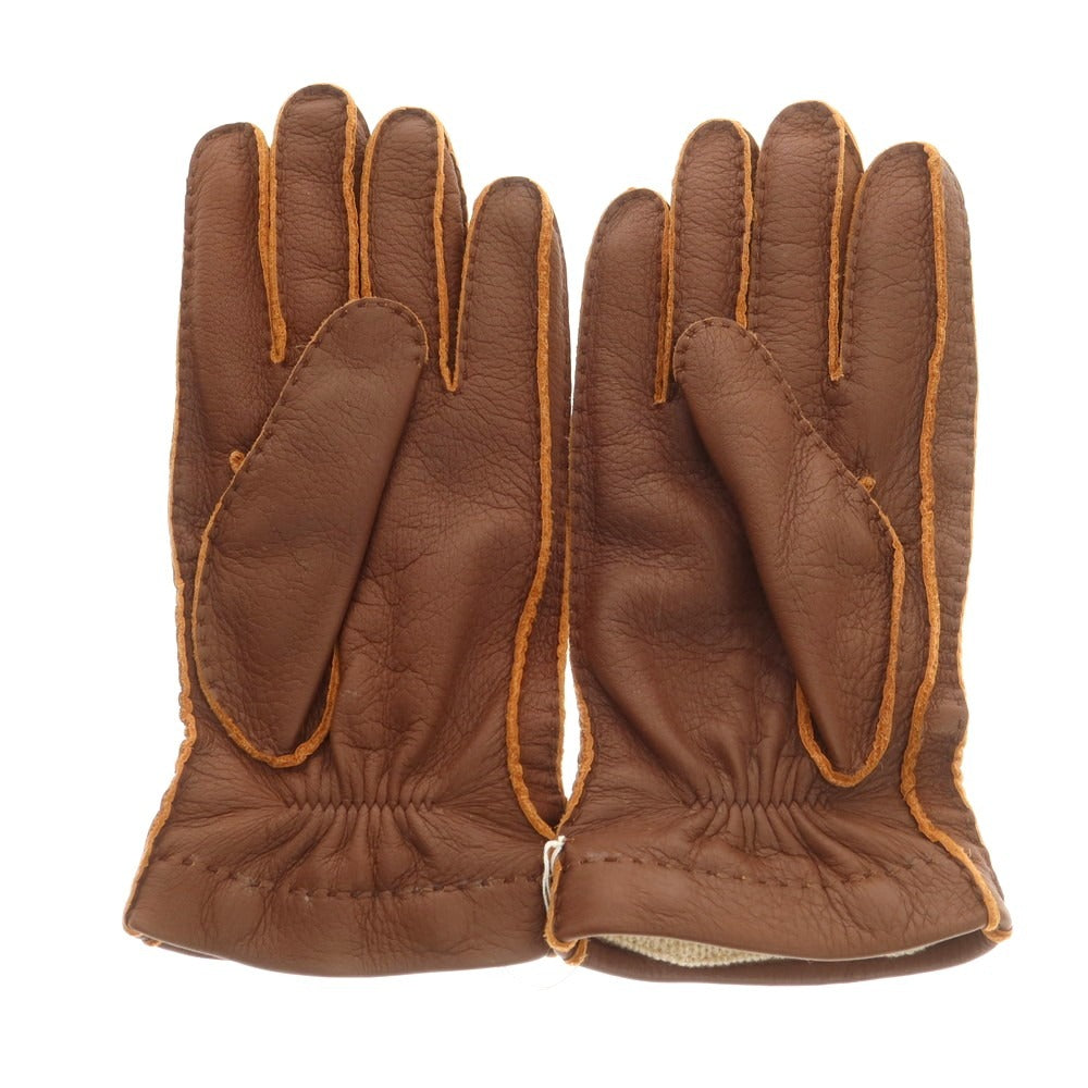 【新品】ラ テッラ LA TERRA レザー カシミヤライニング 手袋 グローブ ブラウン【 8 】【 状態ランクN 】【 メンズ 】