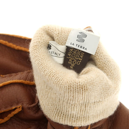 【新品】ラ テッラ LA TERRA レザー カシミヤライニング 手袋 グローブ ブラウン【 8 】【 状態ランクN 】【 メンズ 】
