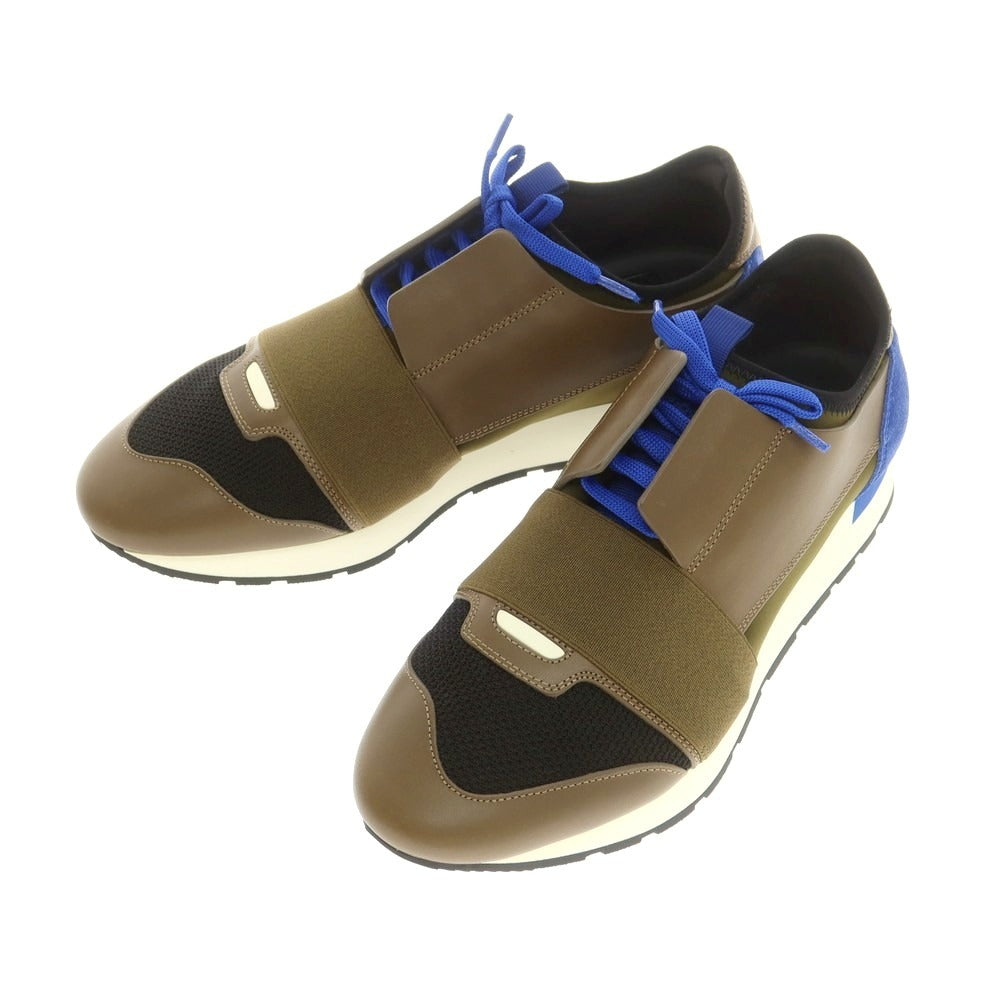 【中古】【未使用】バレンシアガ BALENCIAGA RACE RUNNER スニーカー カーキxブルー×ブラック【 41 】【 状態ランクS 】【 メンズ 】