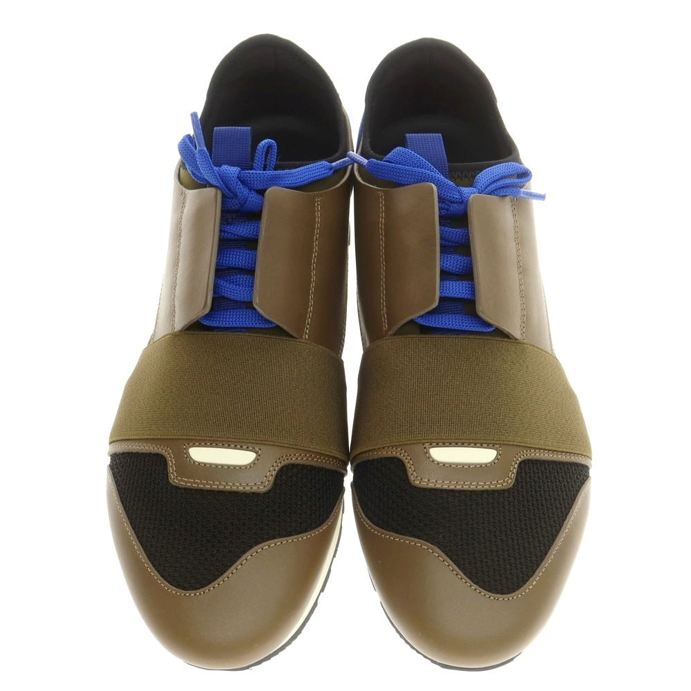 【中古】【未使用】バレンシアガ BALENCIAGA RACE RUNNER スニーカー カーキxブルー×ブラック【 41 】【 状態ランクS 】【 メンズ 】
