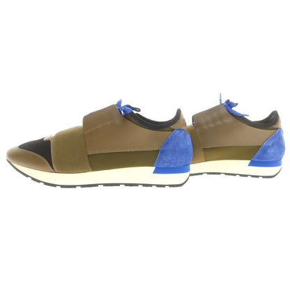 【中古】【未使用】バレンシアガ BALENCIAGA RACE RUNNER スニーカー カーキxブルー×ブラック【 41 】【 状態ランクS 】【 メンズ 】