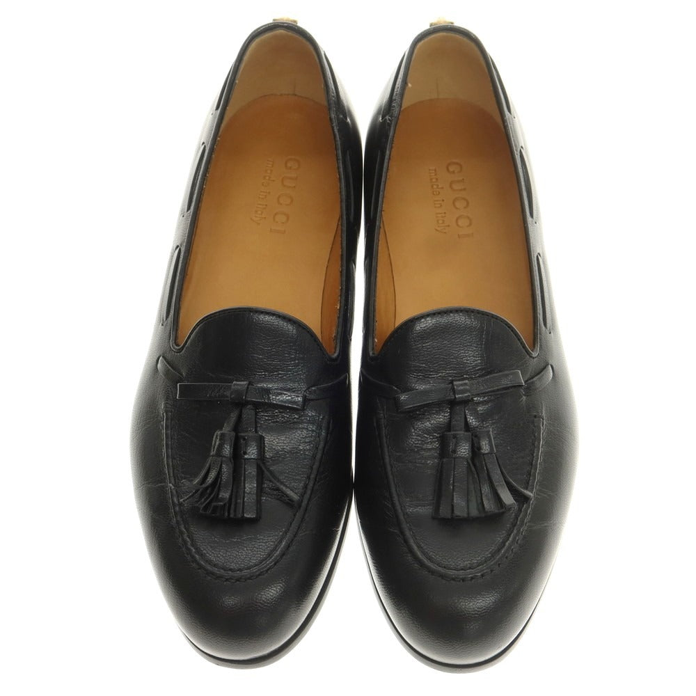 【中古】【未使用】グッチ GUCCI パンサー タッセル ローファー ブラック【 6 1/2 】【 状態ランクS 】【 メンズ 】