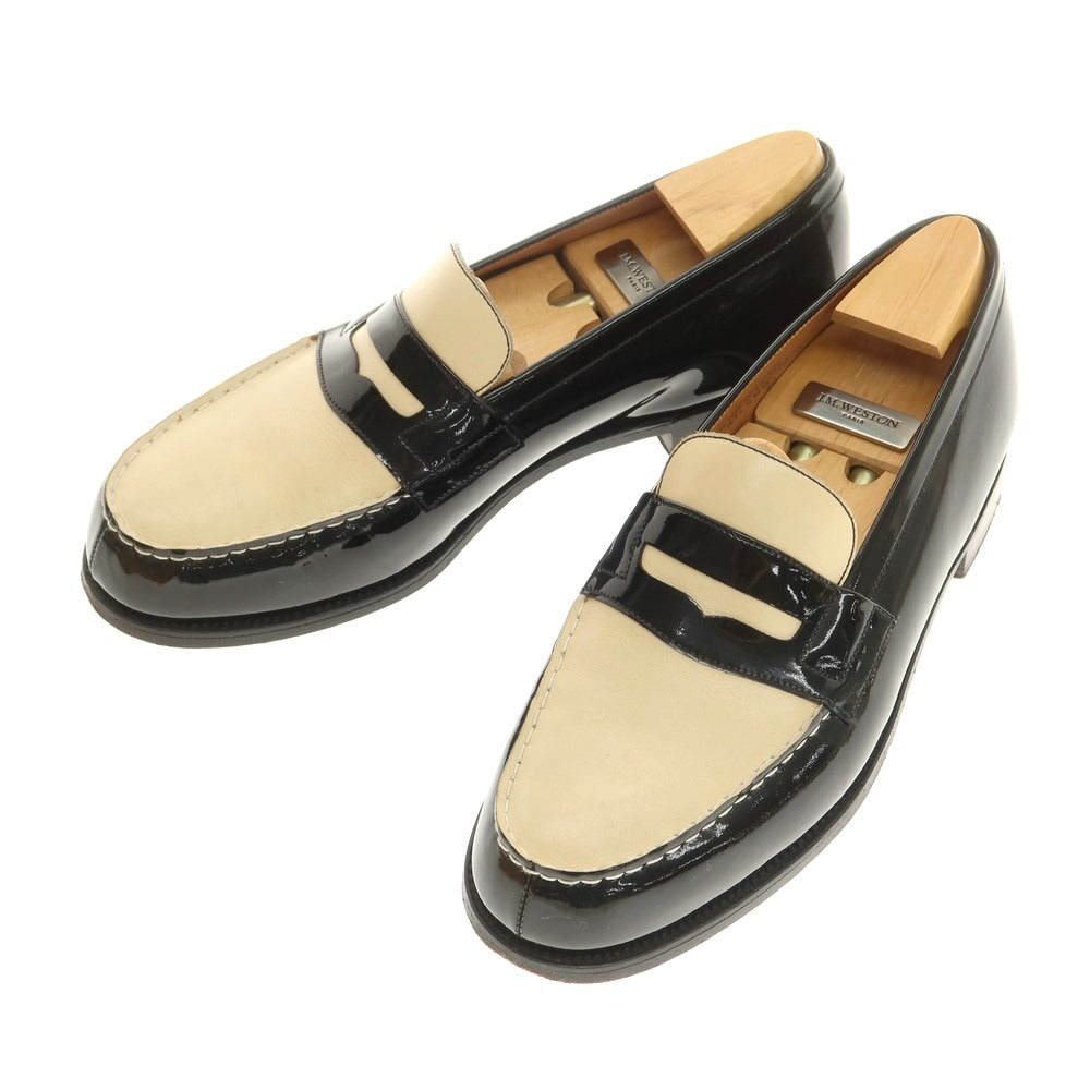 【中古】ジェイエムウエストン J.M WESTON 180 シグニチャーローファー オーダー品 ブラックxベージュ【 7D 】【 状態ランクB 】【 メンズ 】