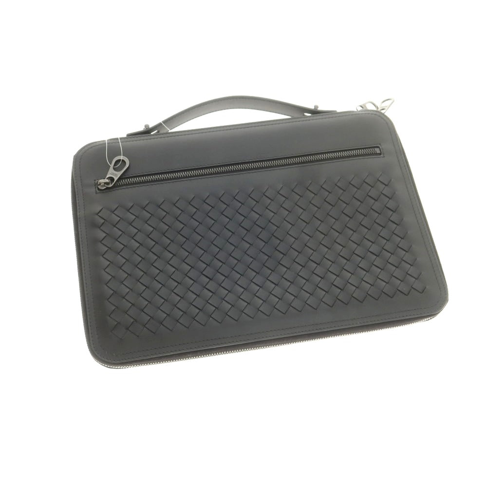 【中古】【未使用】ボッテガヴェネタ BOTTEGAVENETA イントレチャートレザー クラッチバッグ ブラック【 状態ランクS 】【 メンズ 】