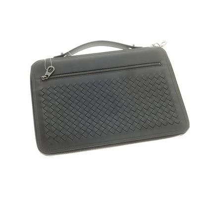 【中古】【未使用】ボッテガヴェネタ BOTTEGAVENETA イントレチャートレザー クラッチバッグ ブラック【 状態ランクS 】【 メンズ 】