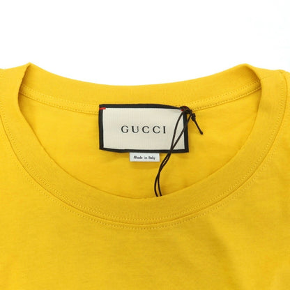 【中古】【未使用】グッチ GUCCI コットン CHIME ロゴプリント クルーネック 半袖Ｔシャツ イエロー【 XS 】【 状態ランクS 】【 メンズ 】