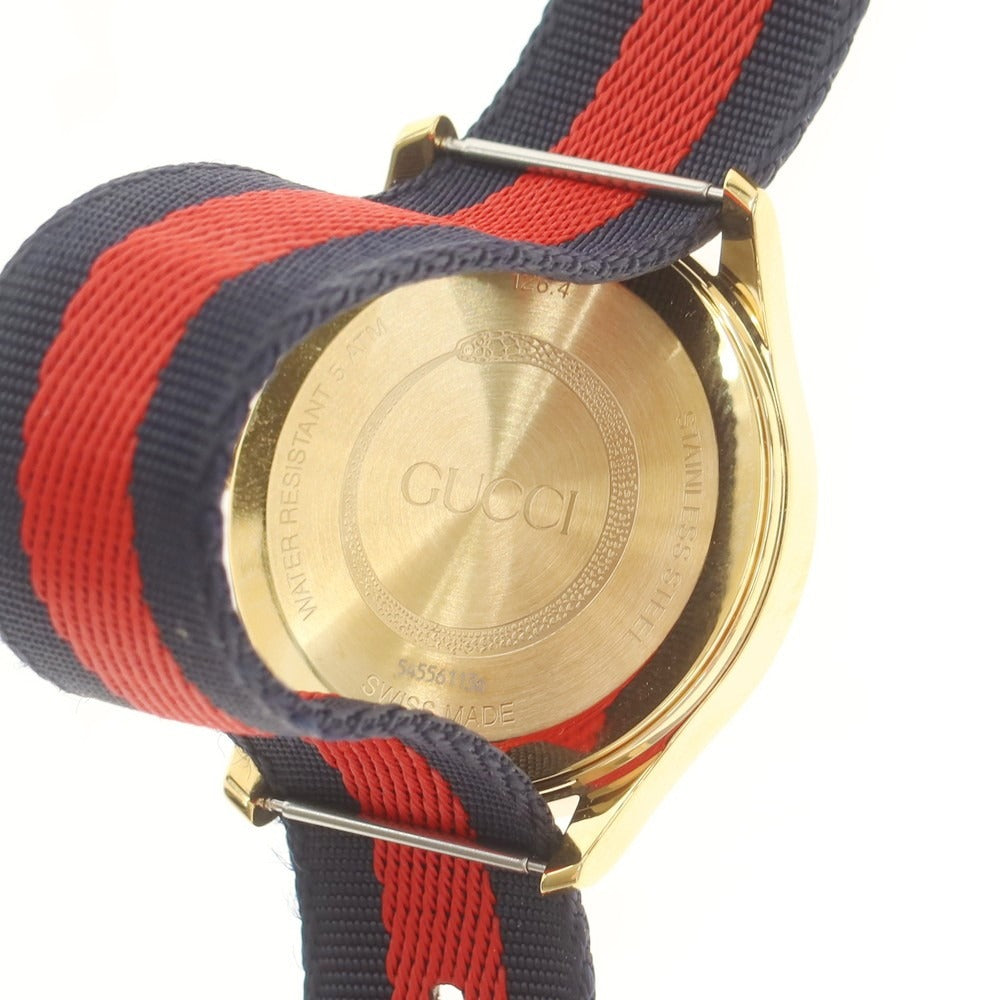 【中古】【未使用】グッチ GUCCI タイムレスG BEE 腕時計 ゴールドxネイビー【 状態ランクS 】【 ユニセックス 】[CPD]