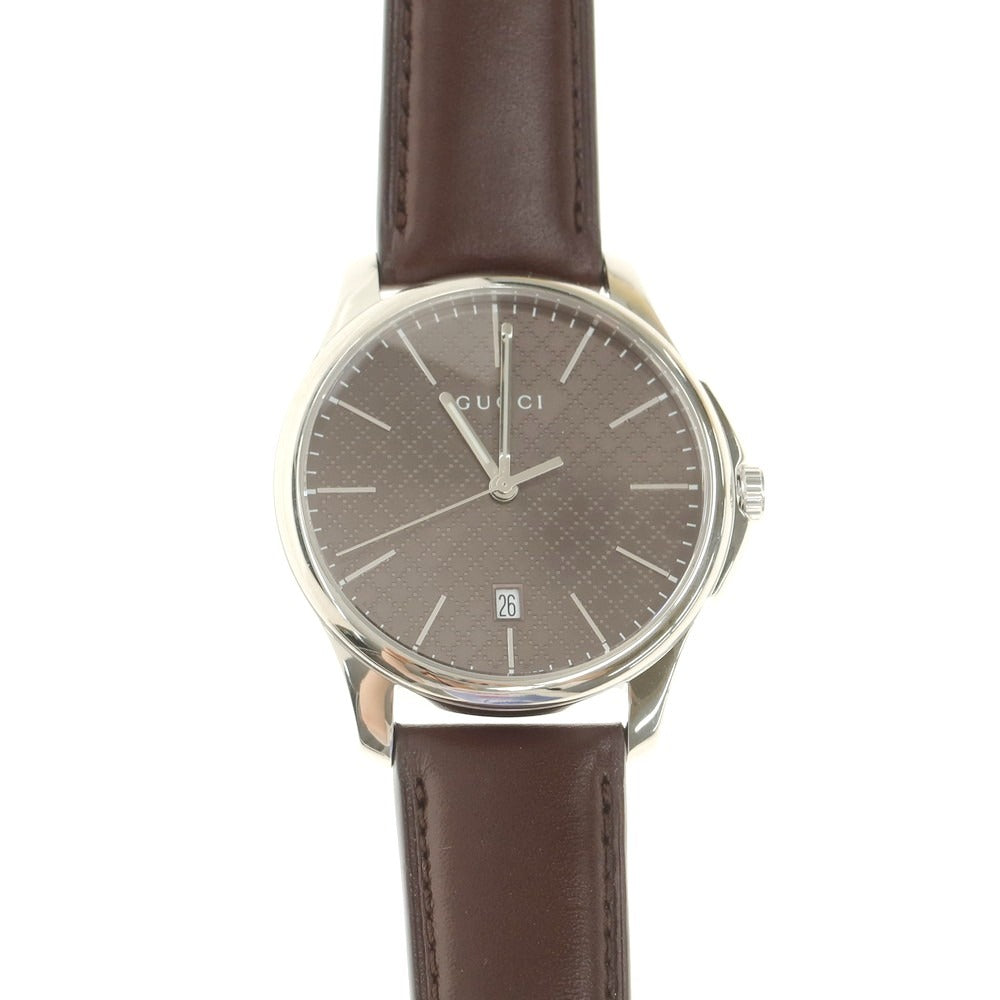 【中古】グッチ GUCCI Gタイムレス 腕時計 シルバーxダークブラウン【 状態ランクA 】【 ユニセックス 】