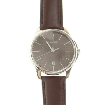 【中古】グッチ GUCCI Gタイムレス 腕時計 シルバーxダークブラウン【 状態ランクA 】【 ユニセックス 】