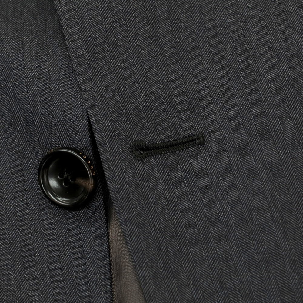 [Used] Gucci Herringbone Wool 2-Button Suit, Dark Grey [44] [Condition Rank A] [Men&