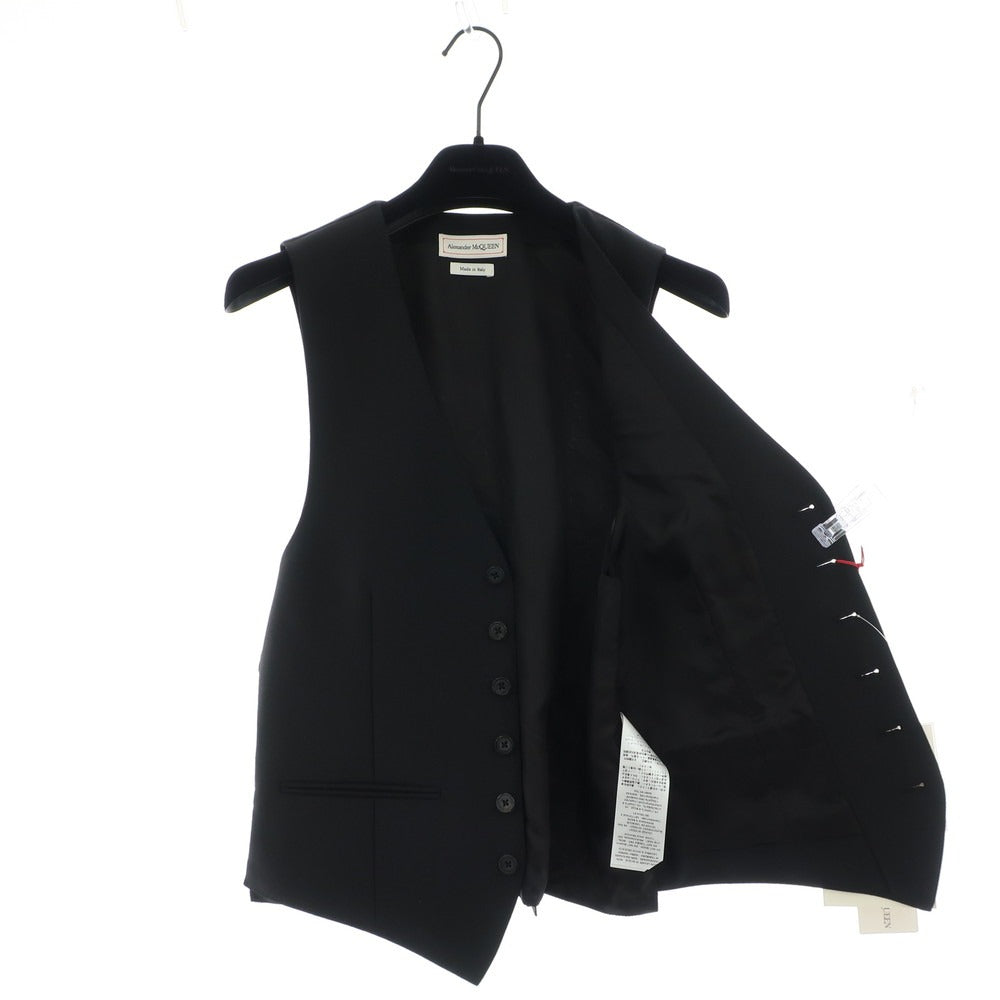 【中古】【未使用】アレキサンダーマックイーン Alexander McQueen ウールモヘヤ ジレ ベスト ブラック【 46 】【 状態ランクS 】【 メンズ 】[DPD]
