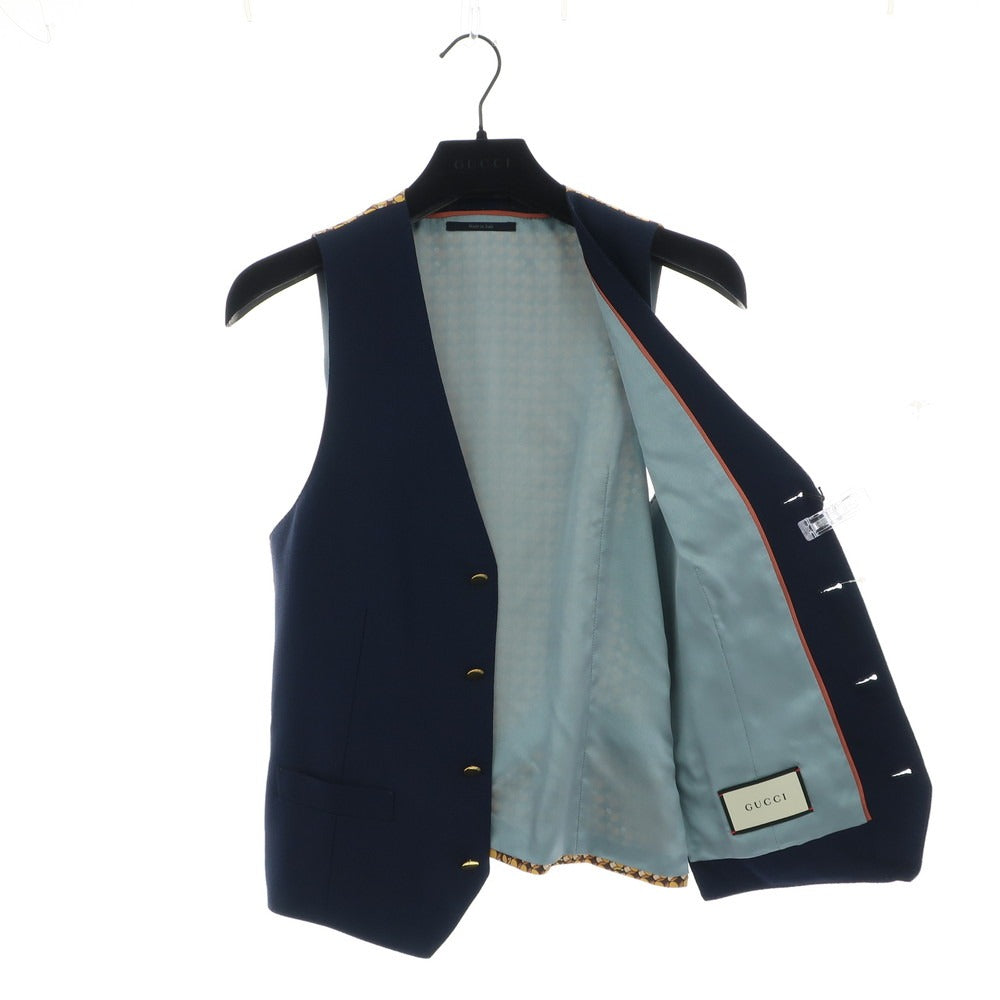 [Used] [Unused] GUCCI Rayon Gilet Vest Navy [44] [Condition Rank S] [Men&