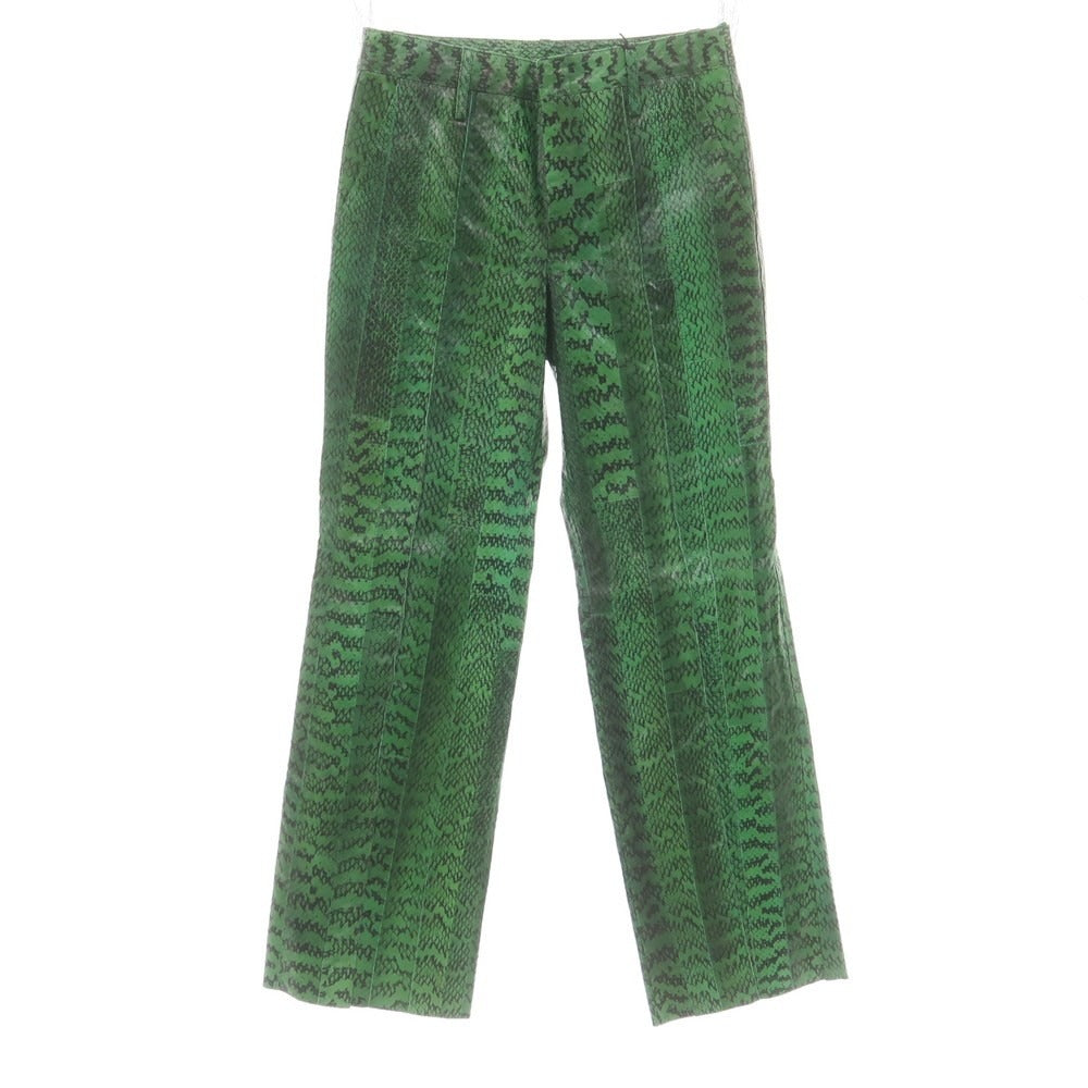【中古】グッチ GUCCI カーフスキンレザー パンツ グリーン【 46 】【 状態ランクA 】【 メンズ 】