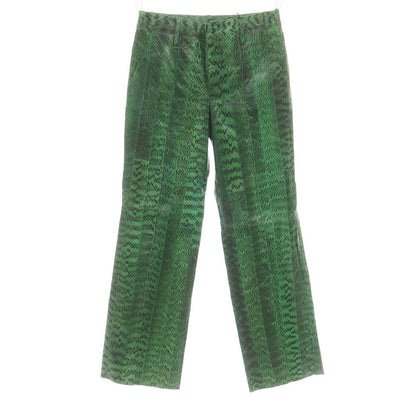 【中古】グッチ GUCCI カーフスキンレザー パンツ グリーン【 46 】【 状態ランクA 】【 メンズ 】