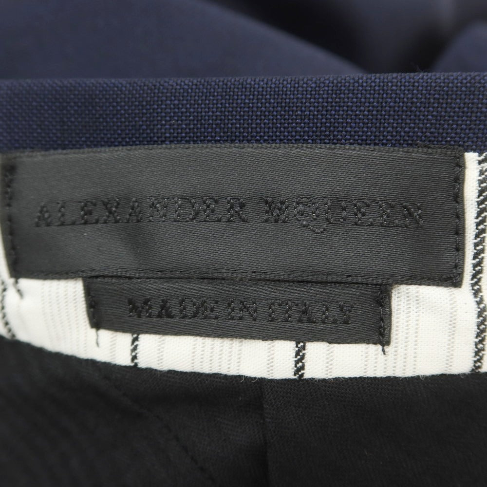 【中古】【未使用】アレキサンダーマックイーン Alexander McQueen ウールモヘヤ ドレススラックスパンツ ネイビー【 44 】【 状態ランクS 】【 メンズ 】[EPD]