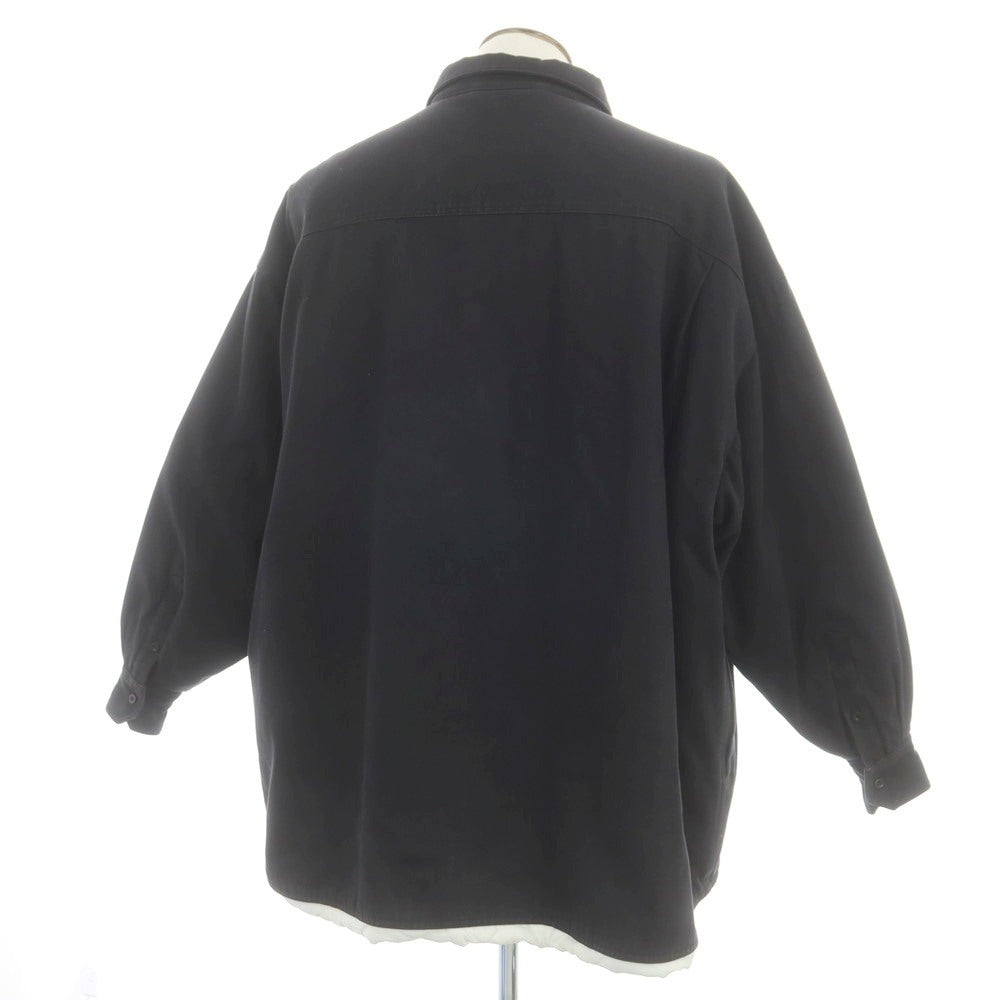 【中古】ラフシモンズ RAF SIMONS 中綿入り コットン オーバーサイズ シャツブルゾン ブラック【 42 】【 状態ランクD 】【 メンズ 】
