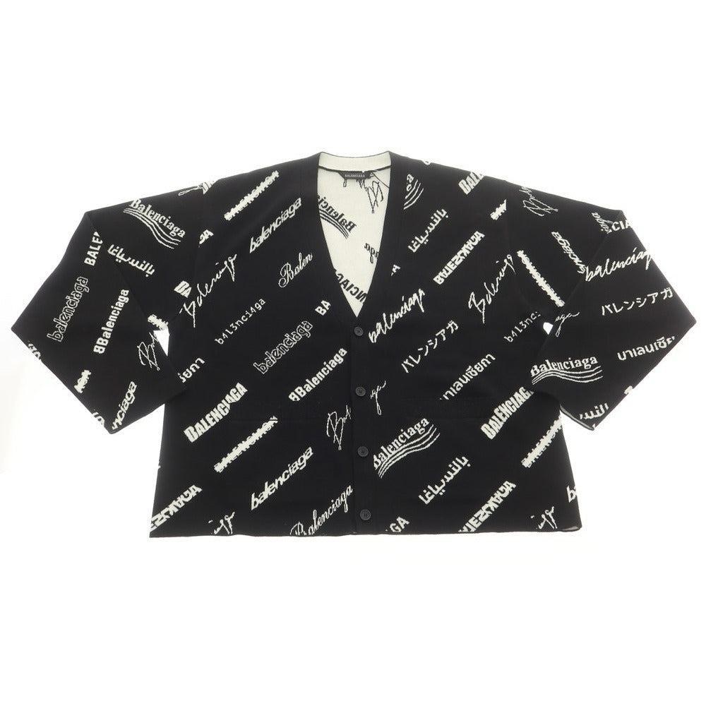 【中古】バレンシアガ BALENCIAGA ウールポリエステル カーディガン ブラックxホワイト【サイズ4】【 状態ランクA 】【 メンズ 】[DPD]
