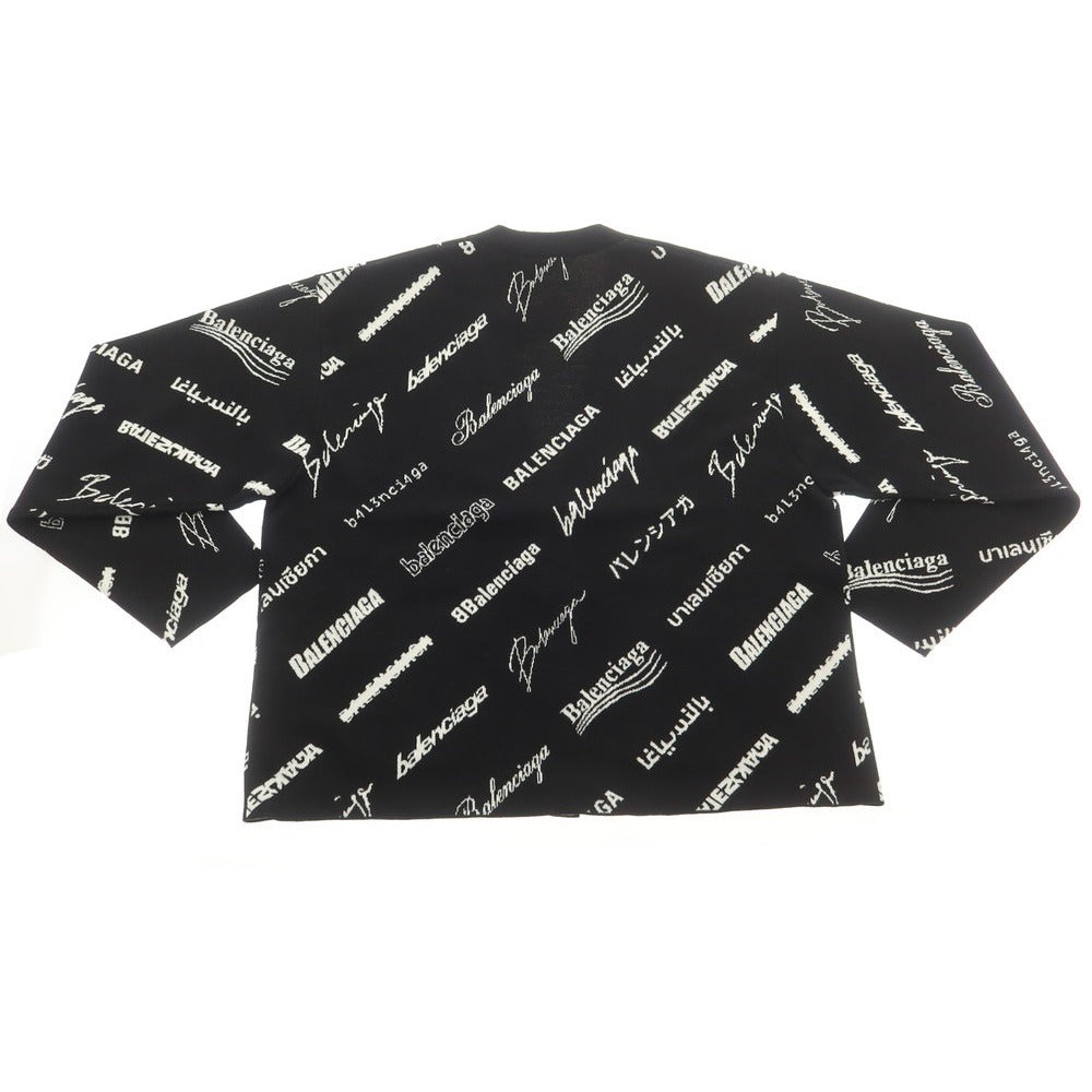 【中古】バレンシアガ BALENCIAGA ウールポリエステル カーディガン ブラックxホワイト【サイズ4】【 状態ランクA 】【 メンズ 】[DPD]