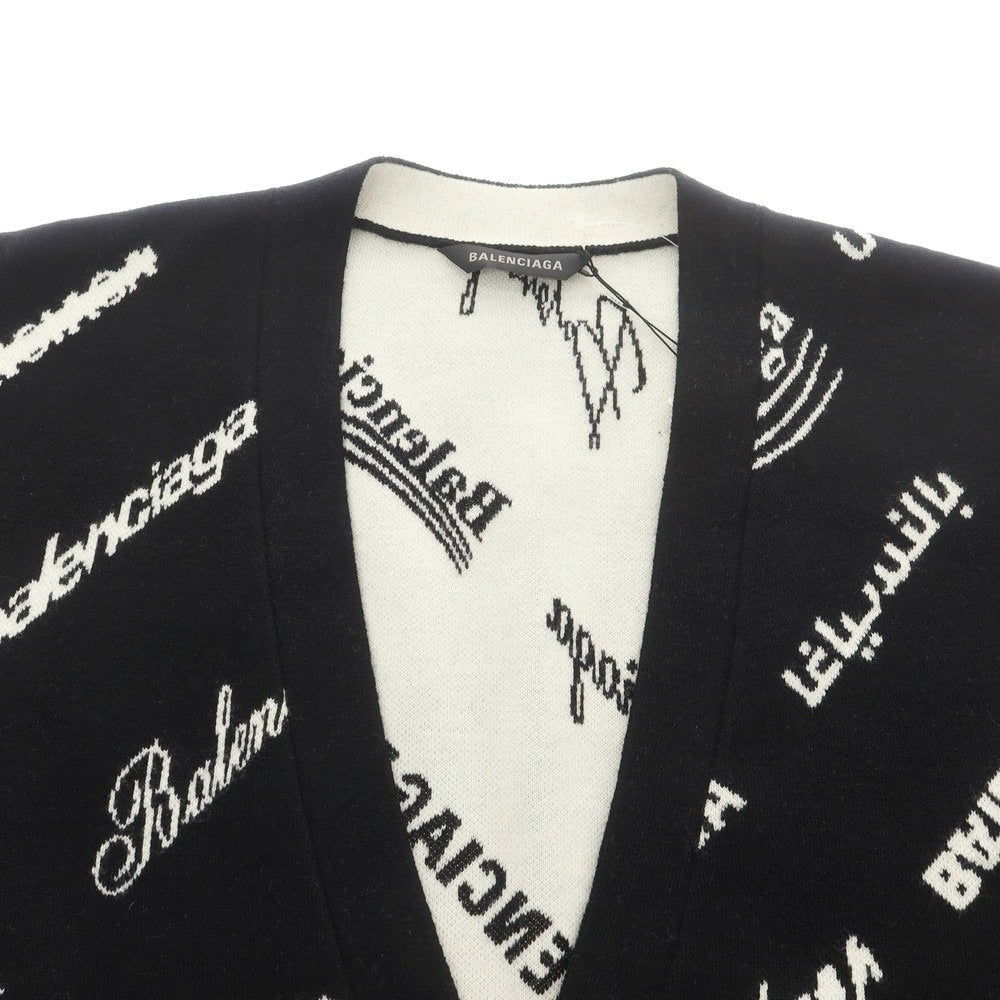 【中古】バレンシアガ BALENCIAGA ウールポリエステル カーディガン ブラックxホワイト【サイズ4】【 状態ランクA 】【 メンズ 】[DPD]