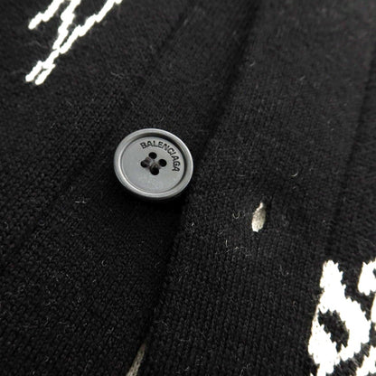 【中古】バレンシアガ BALENCIAGA ウールポリエステル カーディガン ブラックxホワイト【 4 】【 状態ランクA 】【 メンズ 】