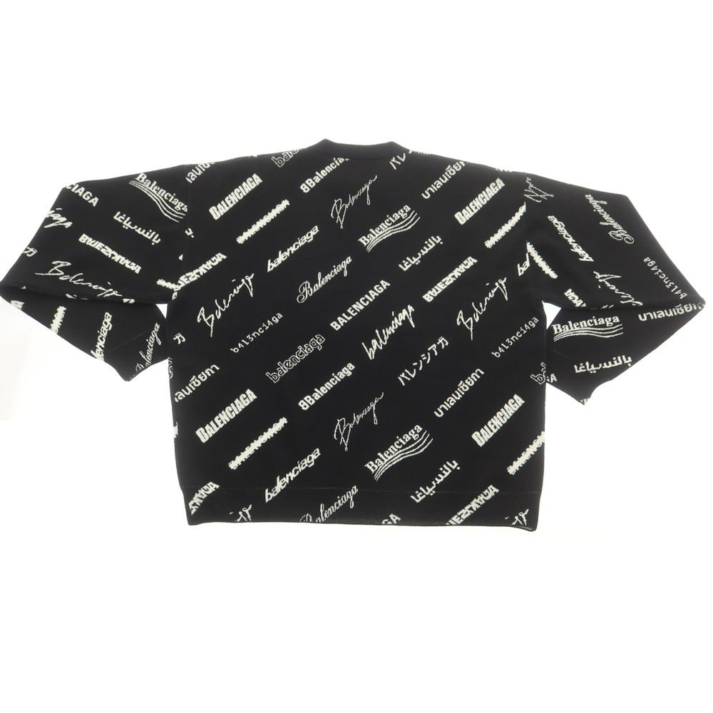 【中古】バレンシアガ BALENCIAGA ウールポリエステル クルーネック プルオーバーニット ブラックxホワイト【 XL 】【 状態ランクA 】【 メンズ 】[CPD]