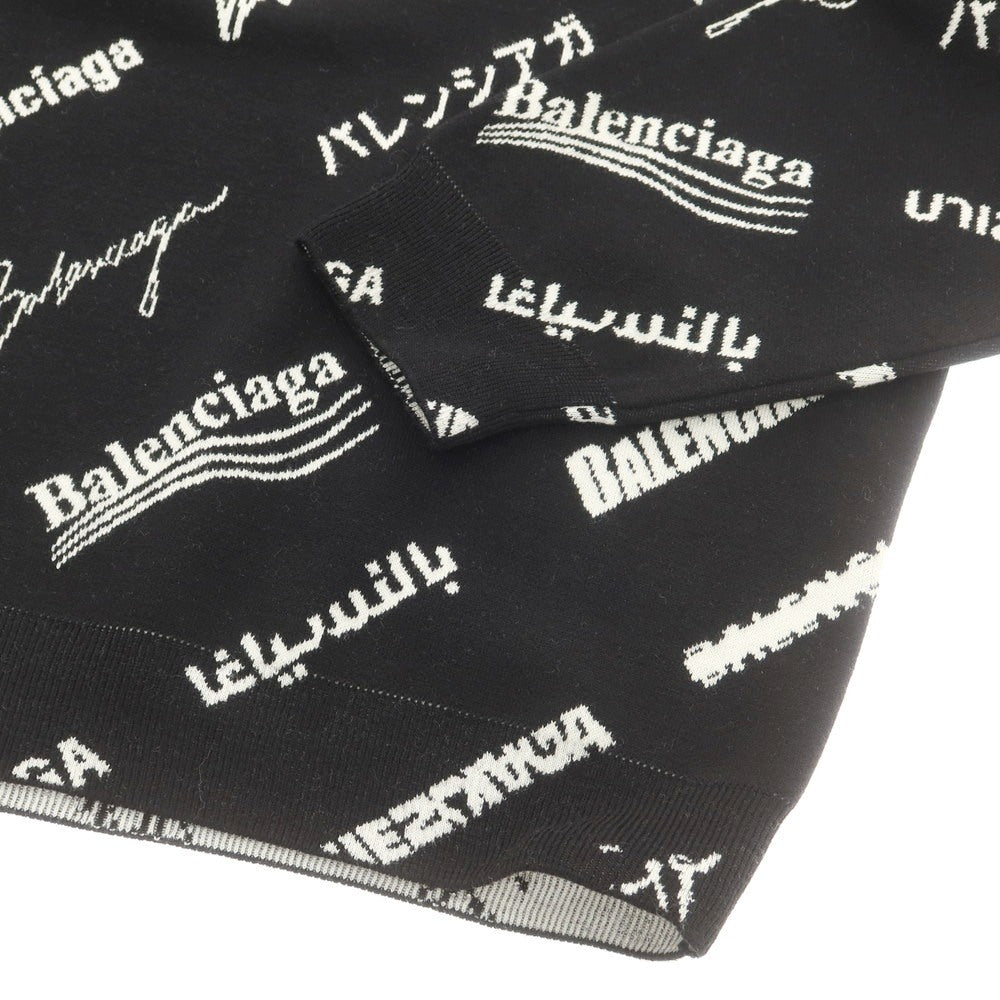 【中古】バレンシアガ BALENCIAGA ウールポリエステル クルーネック プルオーバーニット ブラックxホワイト【 XL 】【 状態ランクA 】【 メンズ 】[CPD]