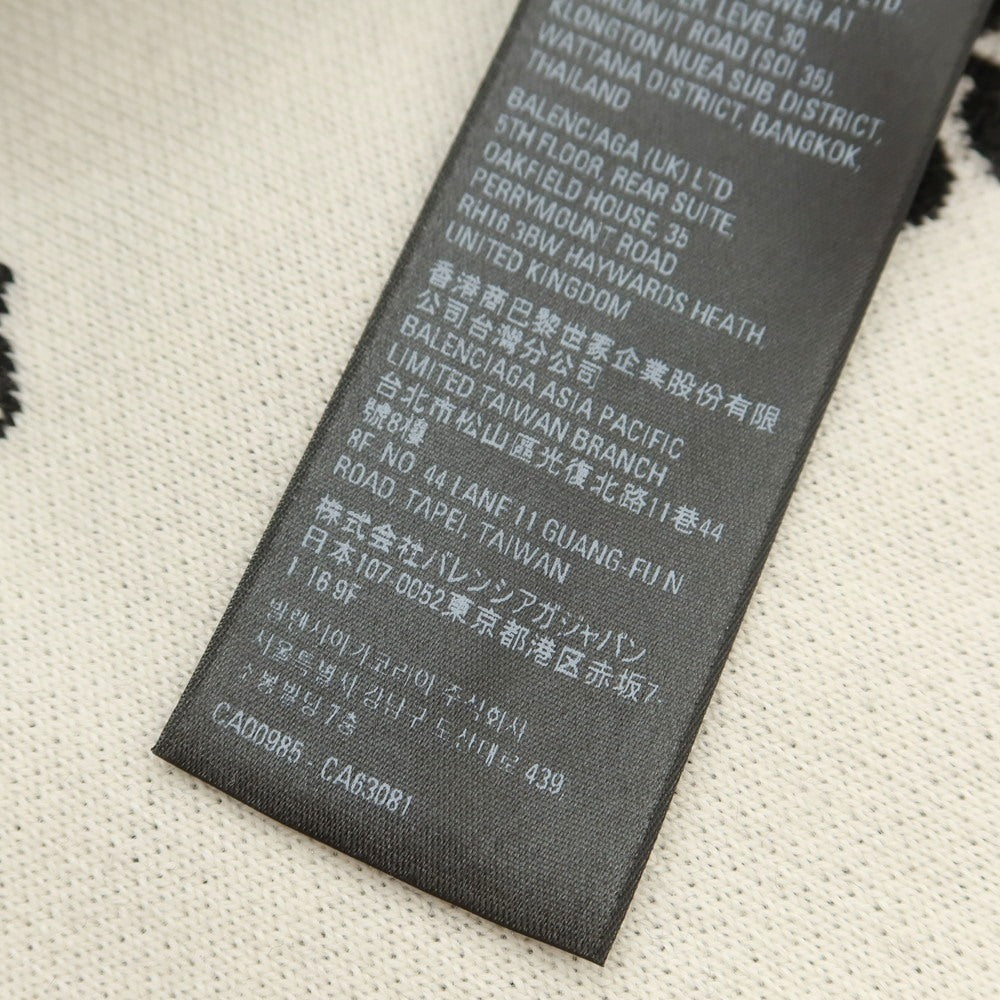 【中古】バレンシアガ BALENCIAGA ウールポリエステル クルーネック プルオーバーニット ブラックxホワイト【 XL 】【 状態ランクA 】【 メンズ 】[CPD]