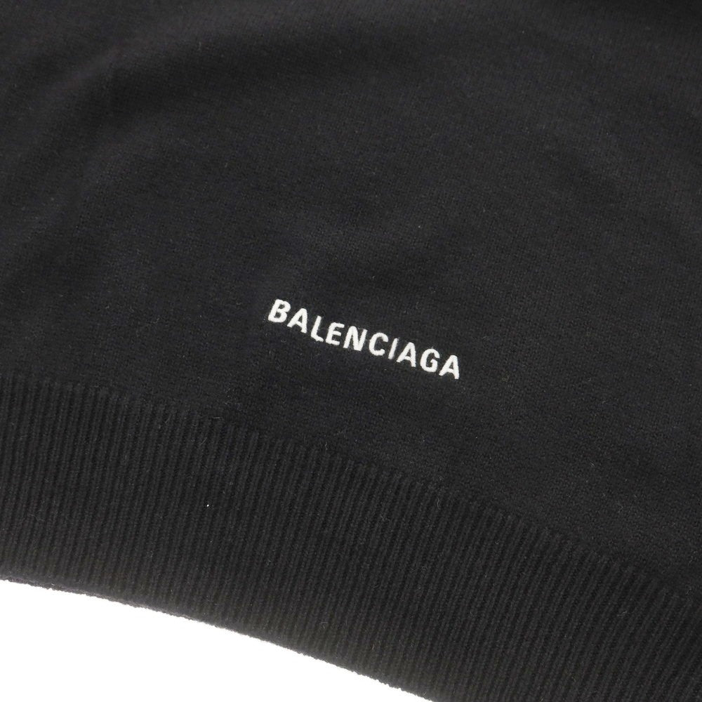 【中古】バレンシアガ BALENCIAGA ミドルゲージ カシミヤ クルーネック プルオーバーニット ブラック【サイズXS】【 状態ランクA 】【 メンズ 】[DPD]