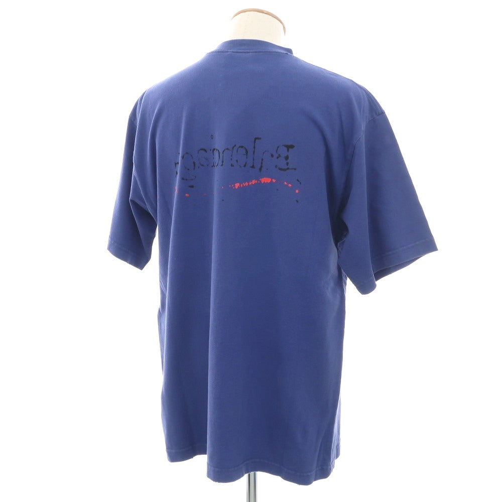 【中古】バレンシアガ BALENCIAGA ユーズド加工 コットン クルーネック 半袖Ｔシャツ ブルー【 XS 】【 状態ランクA 】【 メンズ 】
