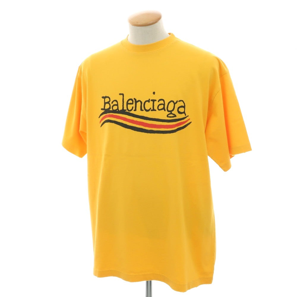 【中古】バレンシアガ BALENCIAGA ユーズド加工 コットン クルーネック 半袖Ｔシャツ イエロー【 XS 】【 状態ランクA 】【 メンズ 】