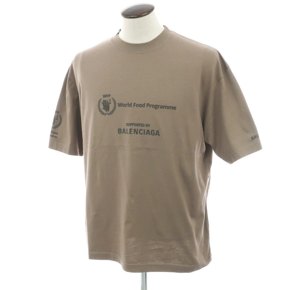 【中古】バレンシアガ BALENCIAGA × THE WORLD FOOD PROGRAMME コットン クルーネック 半袖Ｔシャツ アッシュブラウン【 L 】【 状態ランクA 】【 メンズ 】