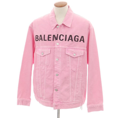 [Used] [Unused] BALENCIAGA Logo Embroidered Denim Jacket Pink [38] [Condition Rank S] [Men&
