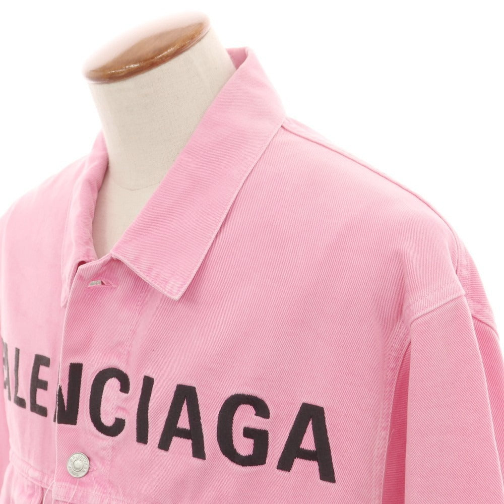 [Used] [Unused] BALENCIAGA Logo Embroidered Denim Jacket Pink [38] [Condition Rank S] [Men&
