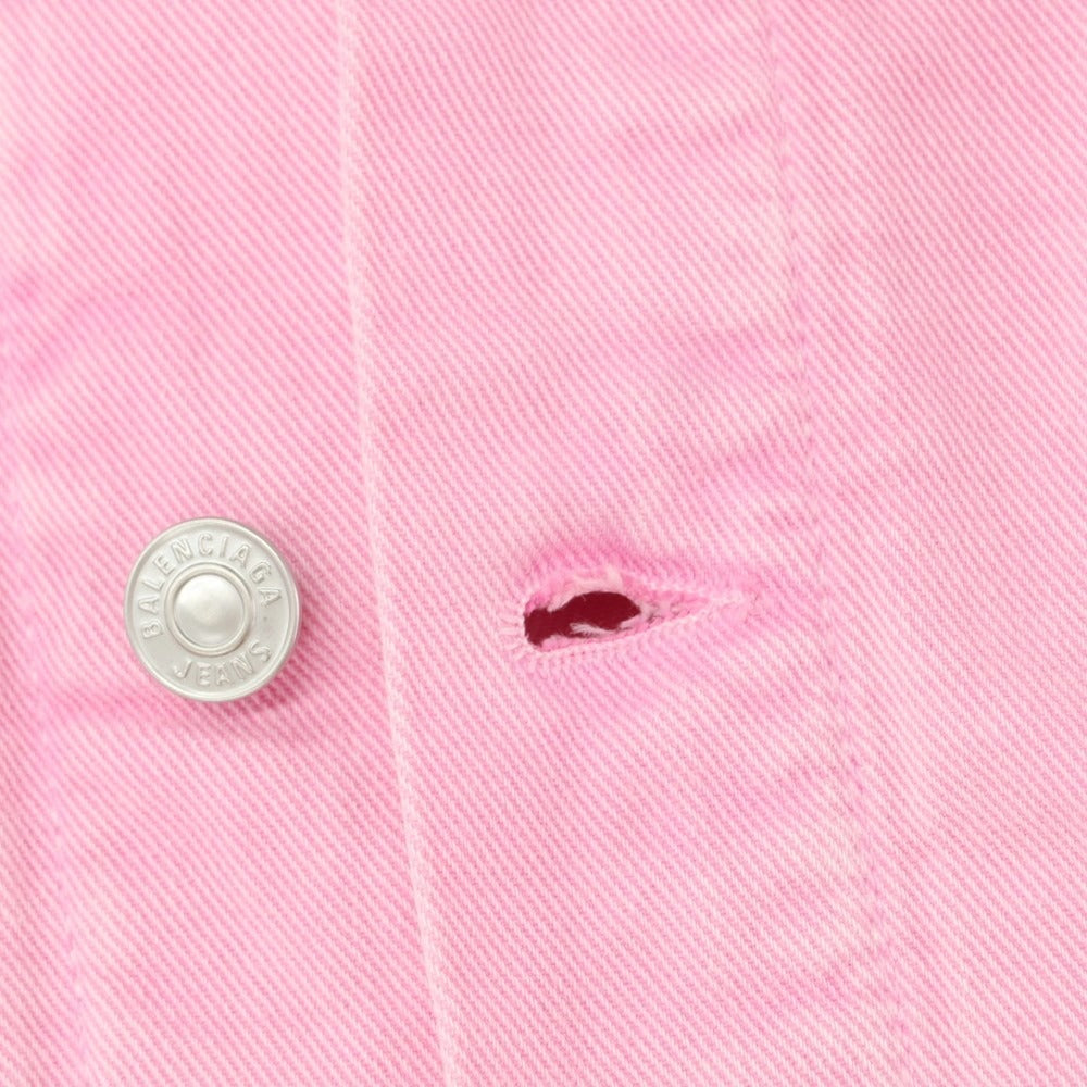 [Used] [Unused] BALENCIAGA Logo Embroidered Denim Jacket Pink [38] [Condition Rank S] [Men&
