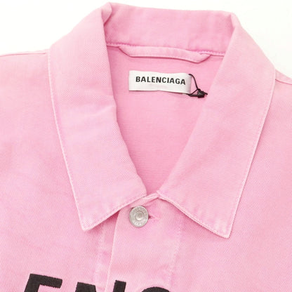 [Used] [Unused] BALENCIAGA Logo Embroidered Denim Jacket Pink [38] [Condition Rank S] [Men&