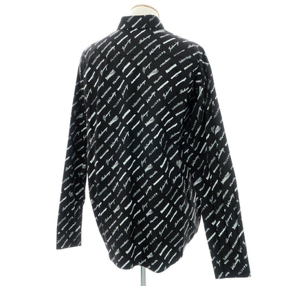 【中古】【未使用】バレンシアガ BALENCIAGA コットン ボタンダウン カジュアルシャツ ブラックxホワイト【 38 】【 状態ランクS 】【 メンズ 】