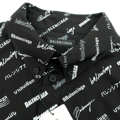 【中古】【未使用】バレンシアガ BALENCIAGA コットン ボタンダウン カジュアルシャツ ブラックxホワイト【 38 】【 状態ランクS 】【 メンズ 】