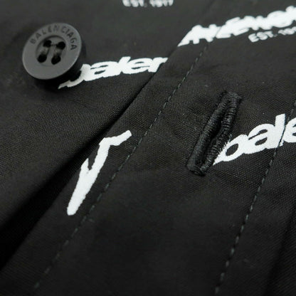 【中古】【未使用】バレンシアガ BALENCIAGA コットン ボタンダウン カジュアルシャツ ブラックxホワイト【 38 】【 状態ランクS 】【 メンズ 】