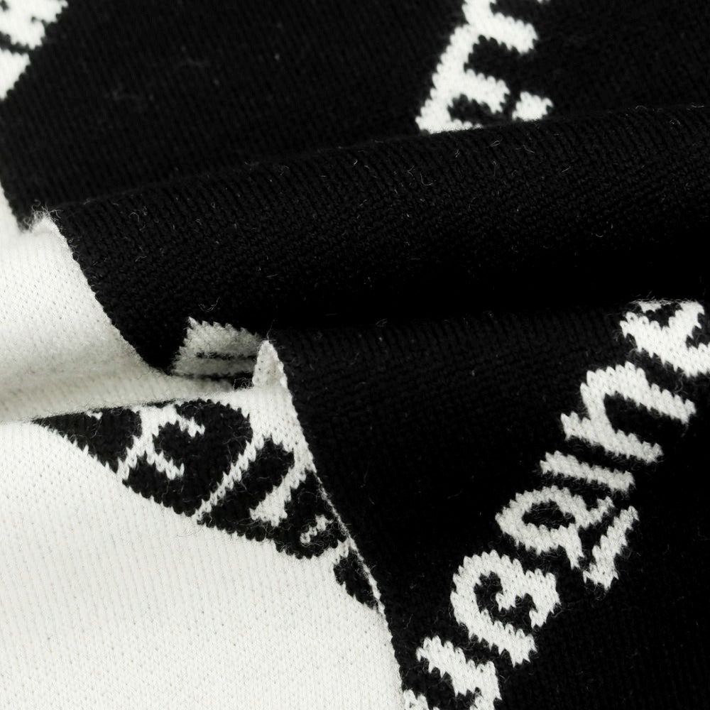 【中古】【未使用】バレンシアガ BALENCIAGA ウールポリエステル ロゴ マフラー ブラック【 状態ランクS 】【 メンズ 】