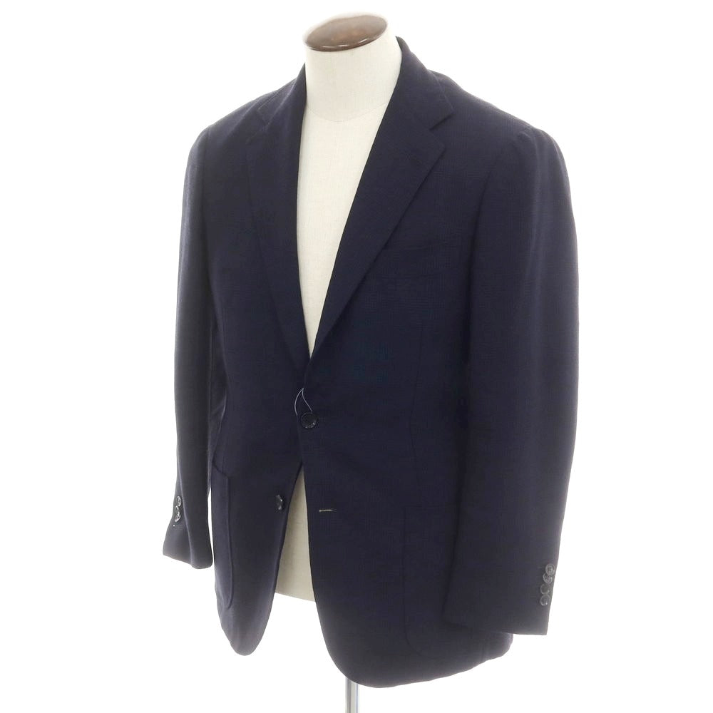 【中古】リングヂャケット RING JACKET ウール チェック テーラードジャケット ネイビー【 50 】【 状態ランクC 】【 メンズ 】