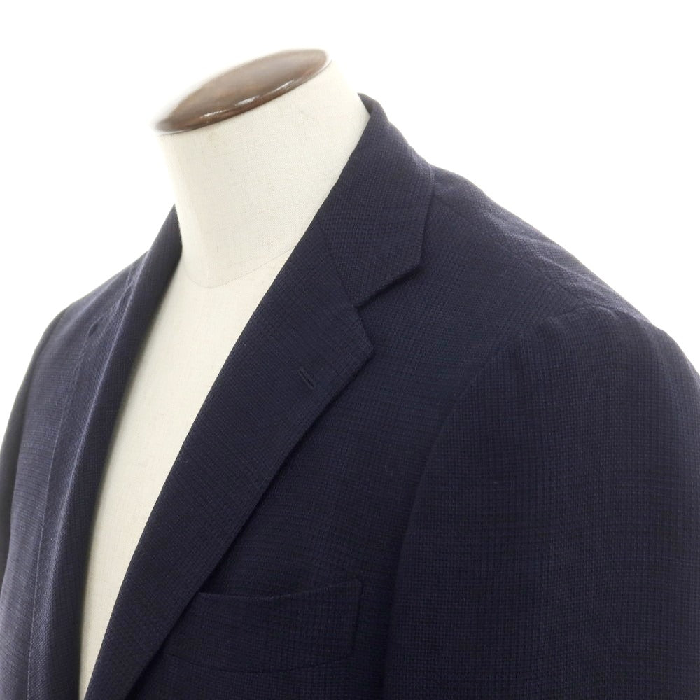 【中古】リングヂャケット RING JACKET ウール チェック テーラードジャケット ネイビー【 50 】【 状態ランクC 】【 メンズ 】
