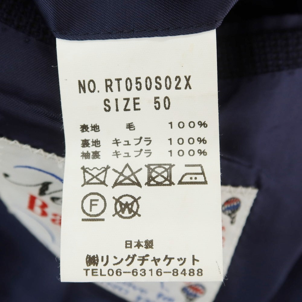 [Used] RING JACKET Wool Check Tailored Jacket Navy [50] [Condition Rank C] [Men&